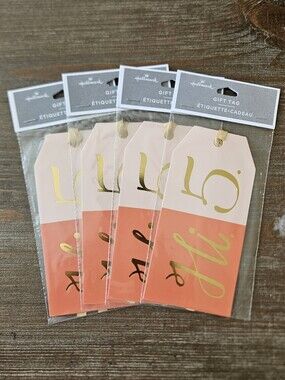 Hallmark Pink and Coral 'Hi 5' Gift Tags with Gold Foil Accents - Set Of 4